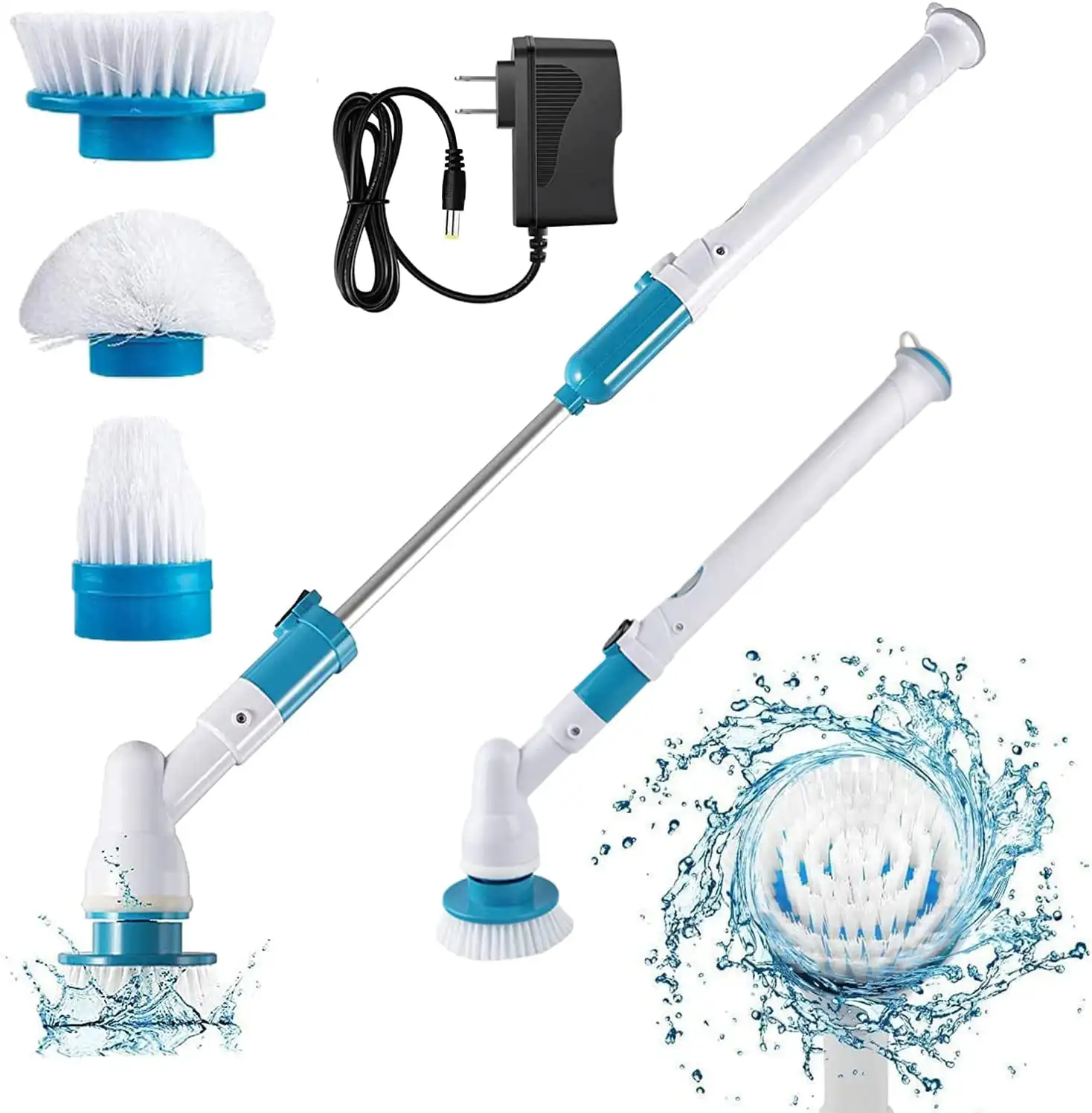 

Electric Spin Scrubber Cordless Power Scrubber Rechargeable Spin Cleaning Brushes with 3 Replaceable Brush Heads and 1 Extension