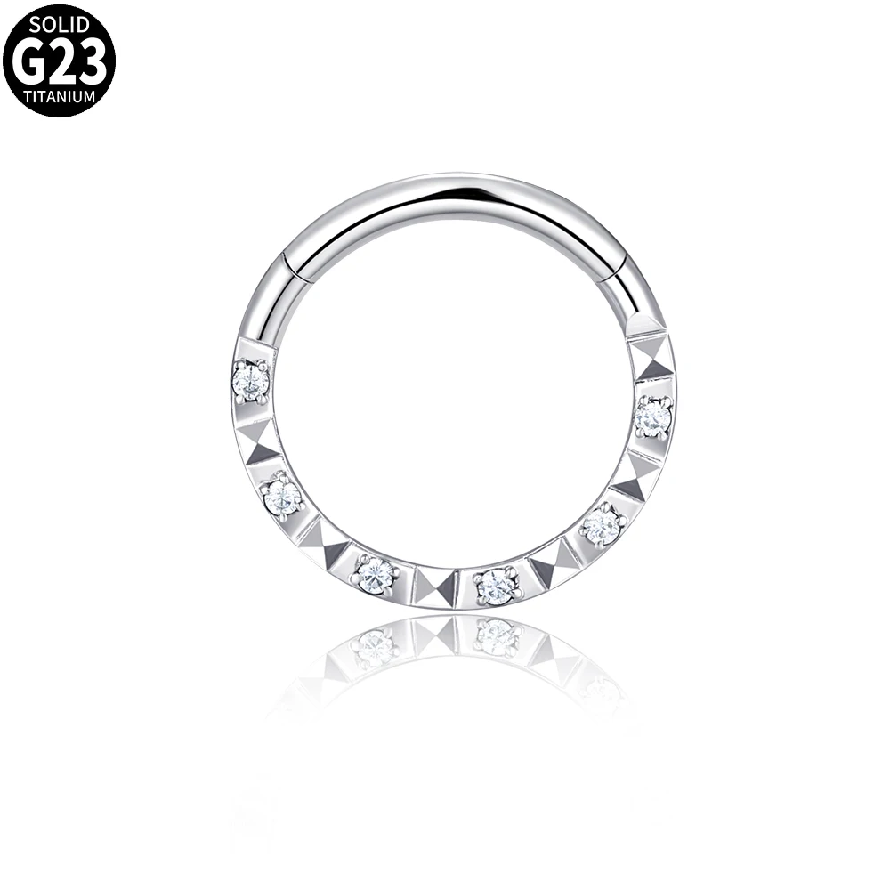 

G23 Titanium Hinged Septum Clicker Nose Ring CZ Ear Cartilage Tragus Helix Lip Piercing Nipple Daith Earrings Body Jewelry