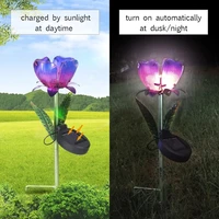 2pcs solar led glass flower stake light outdoor garden yard lawn landscape lamp waterproof glass flower solar led garden light