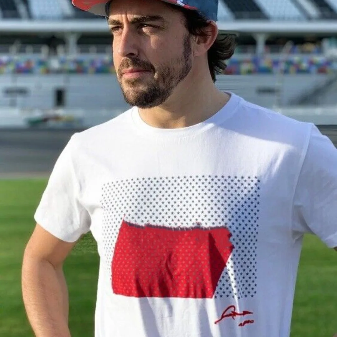 

Aston Martin F1 Formula One Fernando Alonso Retro White Men's T-shirt Sports Loose Short Sleeve Large Top Pattern Men's Clothing