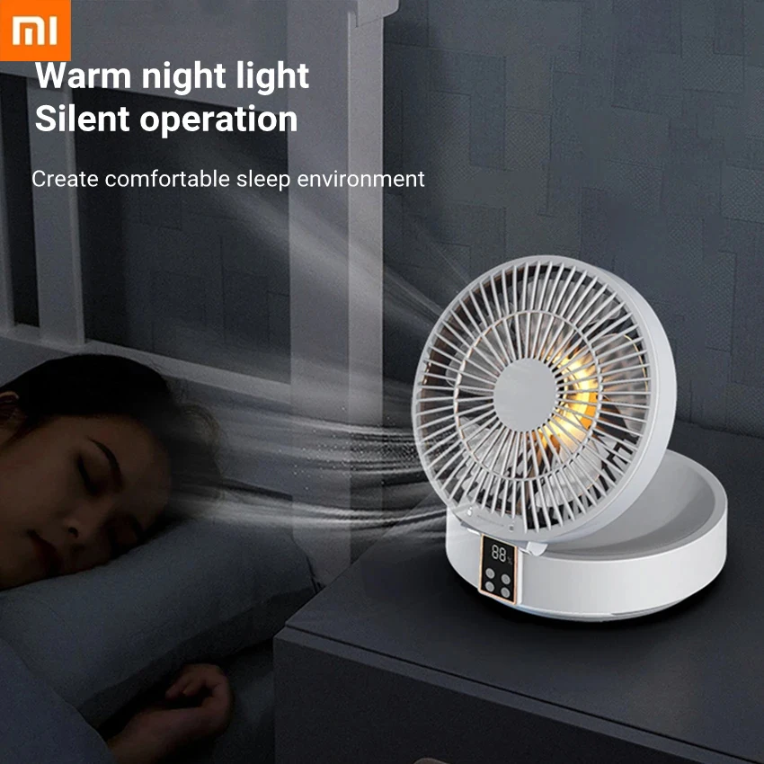 

Портативный Настольный охлаждающий вентилятор Xiaomi, настольный беспроводной настенный вентилятор со светодиодной подсветкой, складной электрический кондиционер