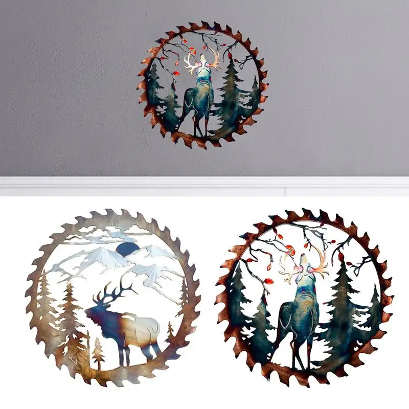 

Artist Decoration Elk Saw Blade Wall Decor Deer Metal Wall Art Forest Tree Sculpture Wall Decor For Indoor Outdoor Home