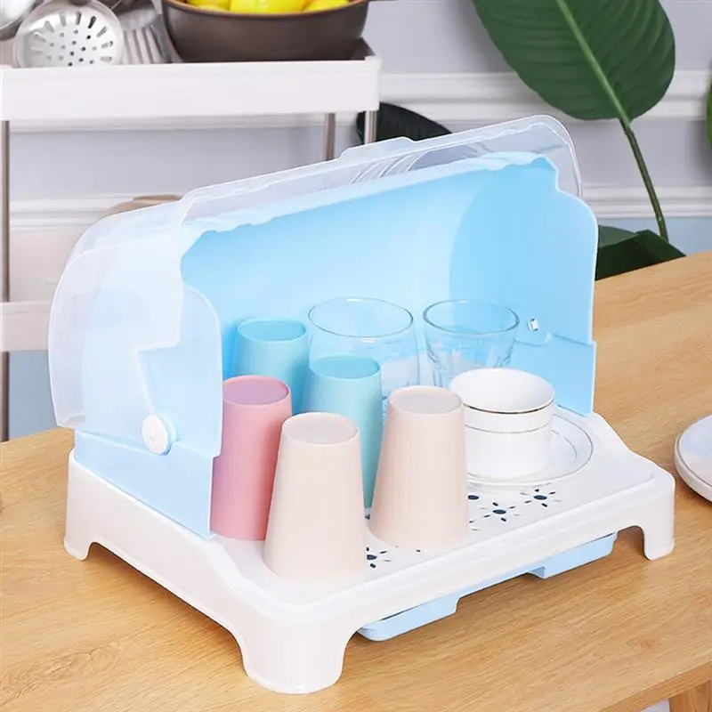 

Dish Drying Rack with Lid Nursing Bottle Storage Box Cup Plate Drying Tray