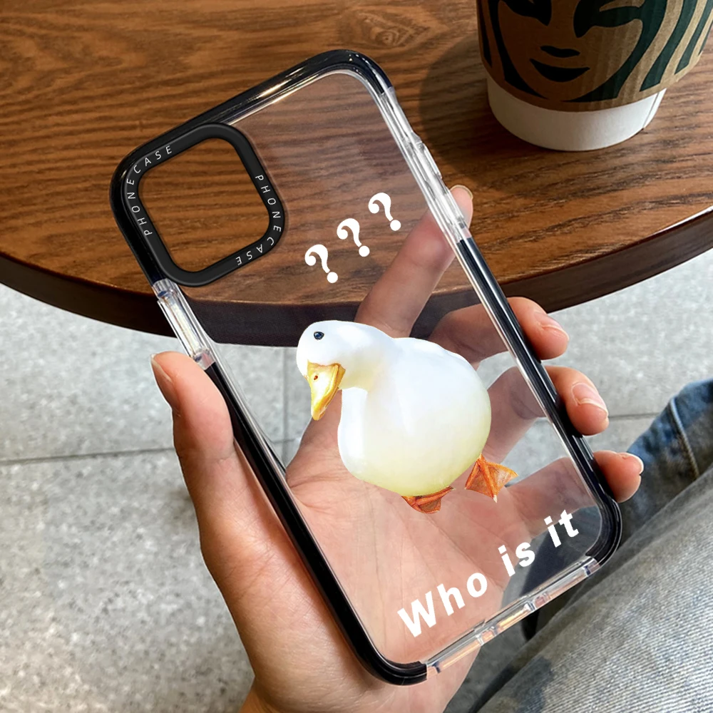 

Funny Cute Duck Phone Case for iPhone 14ProMax 14Plus 13 12 11 Pro Max Transparent Protection Back Cover Soft Silicone Coque