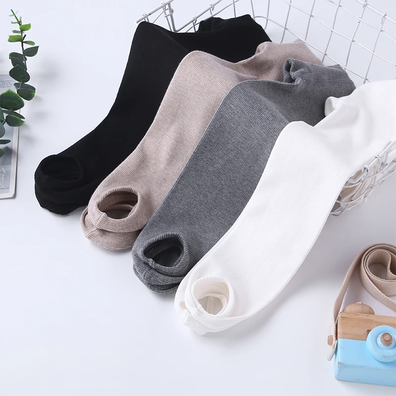 2021 new high elastic thin vertical striped foot pantyhose spring and autumn pure cotton windproof and warm children's leggings