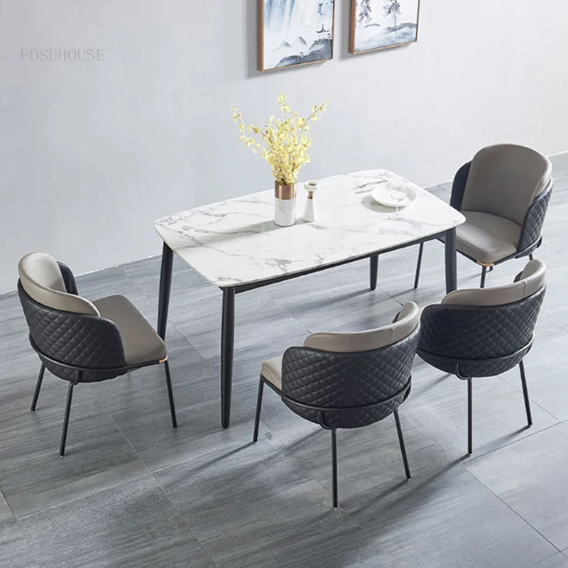 

Modern Leather Minimalist Dining Chairs Leisure Nordic Backrest Dining Chair Soft Cushion Sillas De Comedor Home Furniture