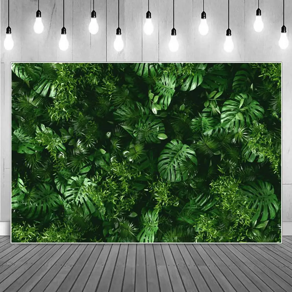 

Green Chroma Palm Tree Leaves Birthday Party Decoration Photography Backdrops Children Summer Tropical Jungle Grass Background