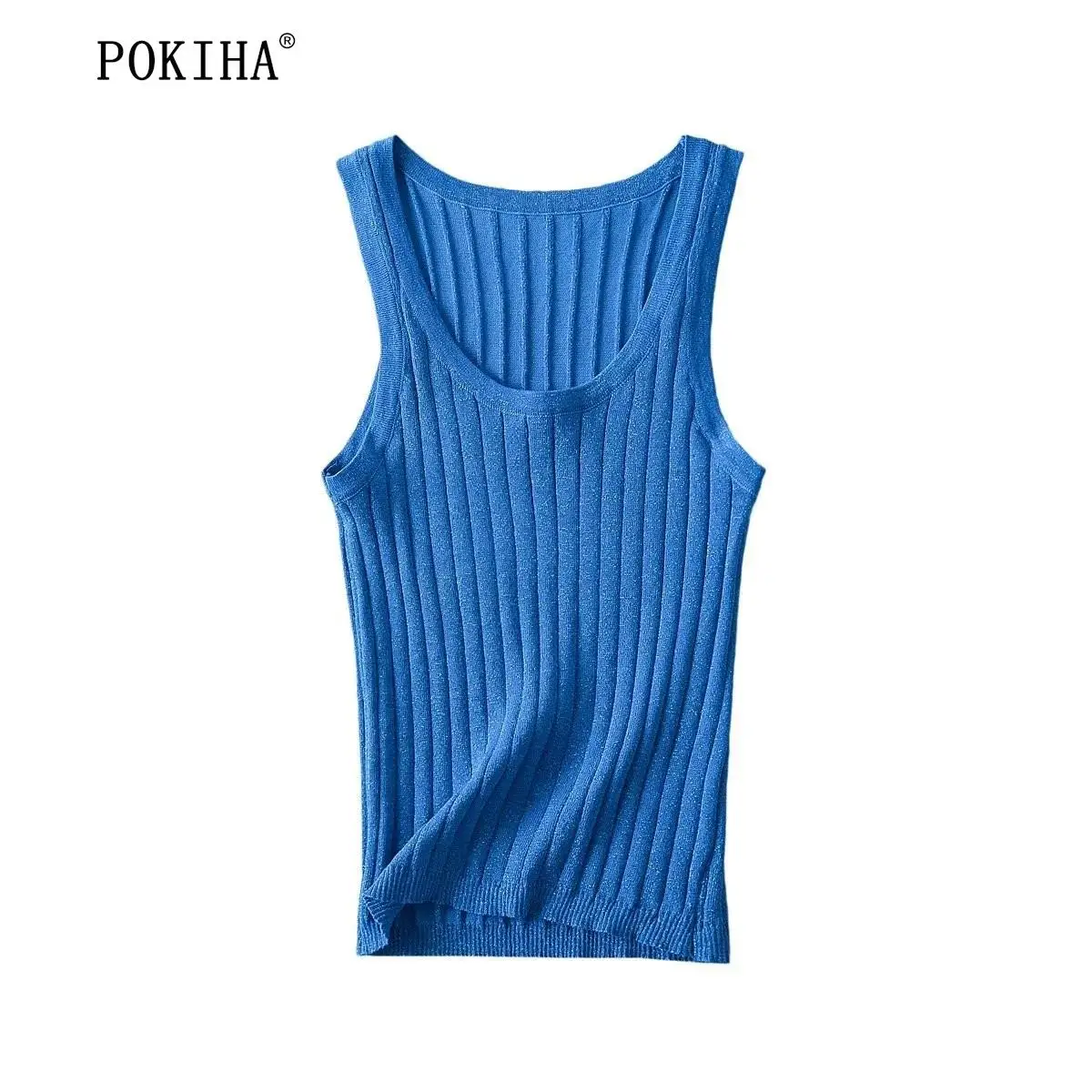 

Pokiha New Summer Fashion Women Solid Color O-neck Basic Sleeveless Casual Knitting Tank Slim Streetwear Chic Female Vest Tops