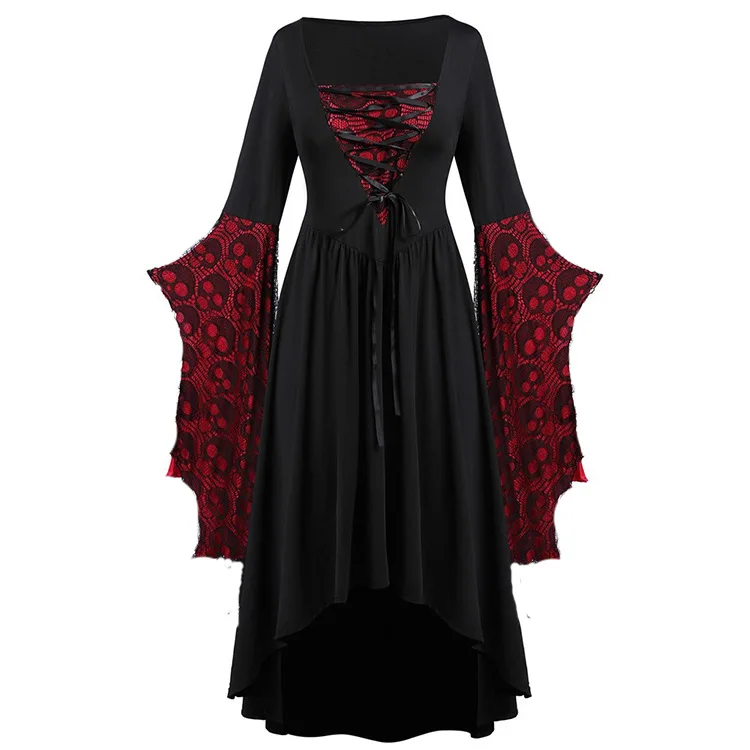 

Medieval Renaissance Dress Halloween Costumes for Women Cosplay Costume Vintage Vampire Witch Horror Bride Long Dress 5xl