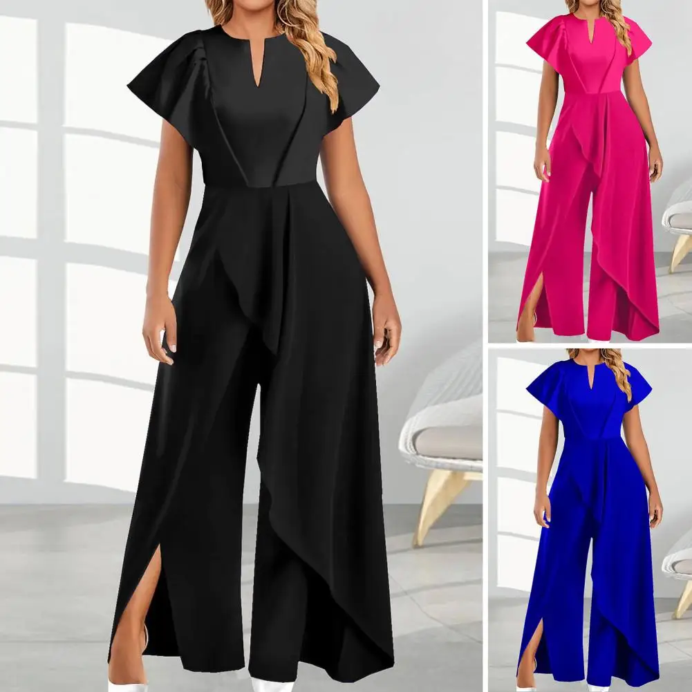 

2023 Jumpsuit Women Elegant Ladies Wide Leg Jumpsuits Sexy V-neck Long Sleeve High Waist Belt Wide Leg Rompers Women's Pants