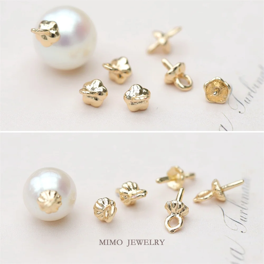 

MIMO JEWELRY Copper plated real gold half hole bead flower cap pendant buckle daisy small flower pendant head DIY accessories