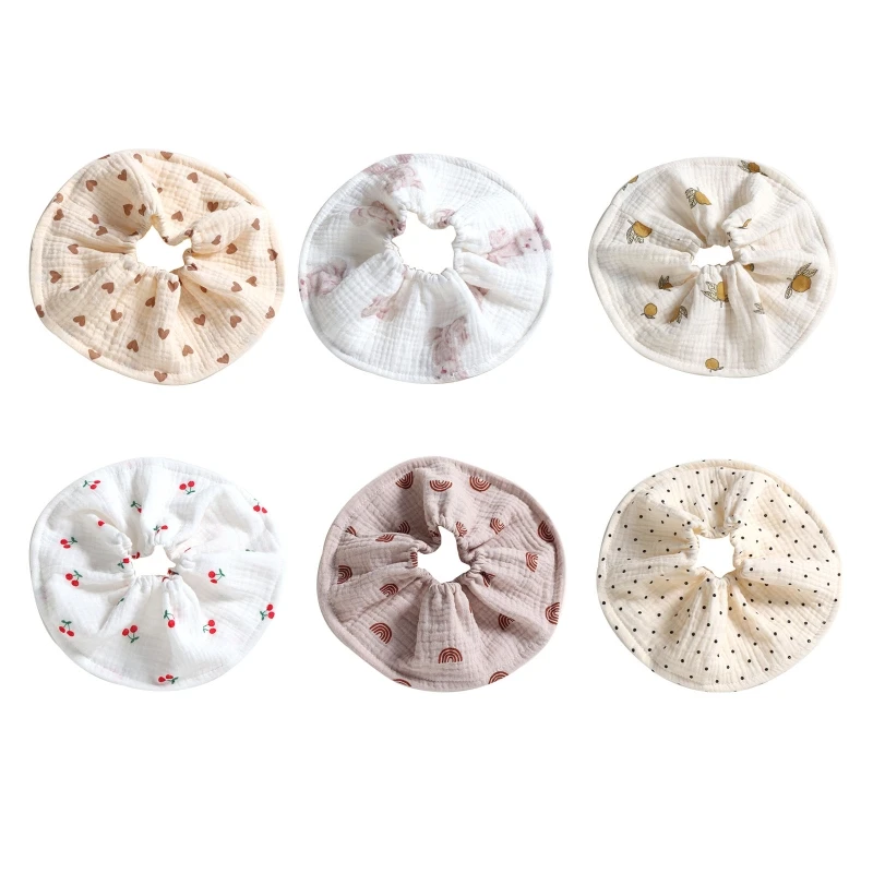

Cartoon Printed Baby Bib Round Cotton Saliva Towel Breathable Apron Newborn 360 Degree Rotation Bandanas Feeding Burp C