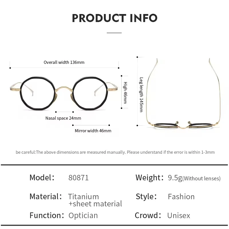 Очки OLAMINS в ретро стиле с ультратонкой искусственной титановой ацетатной