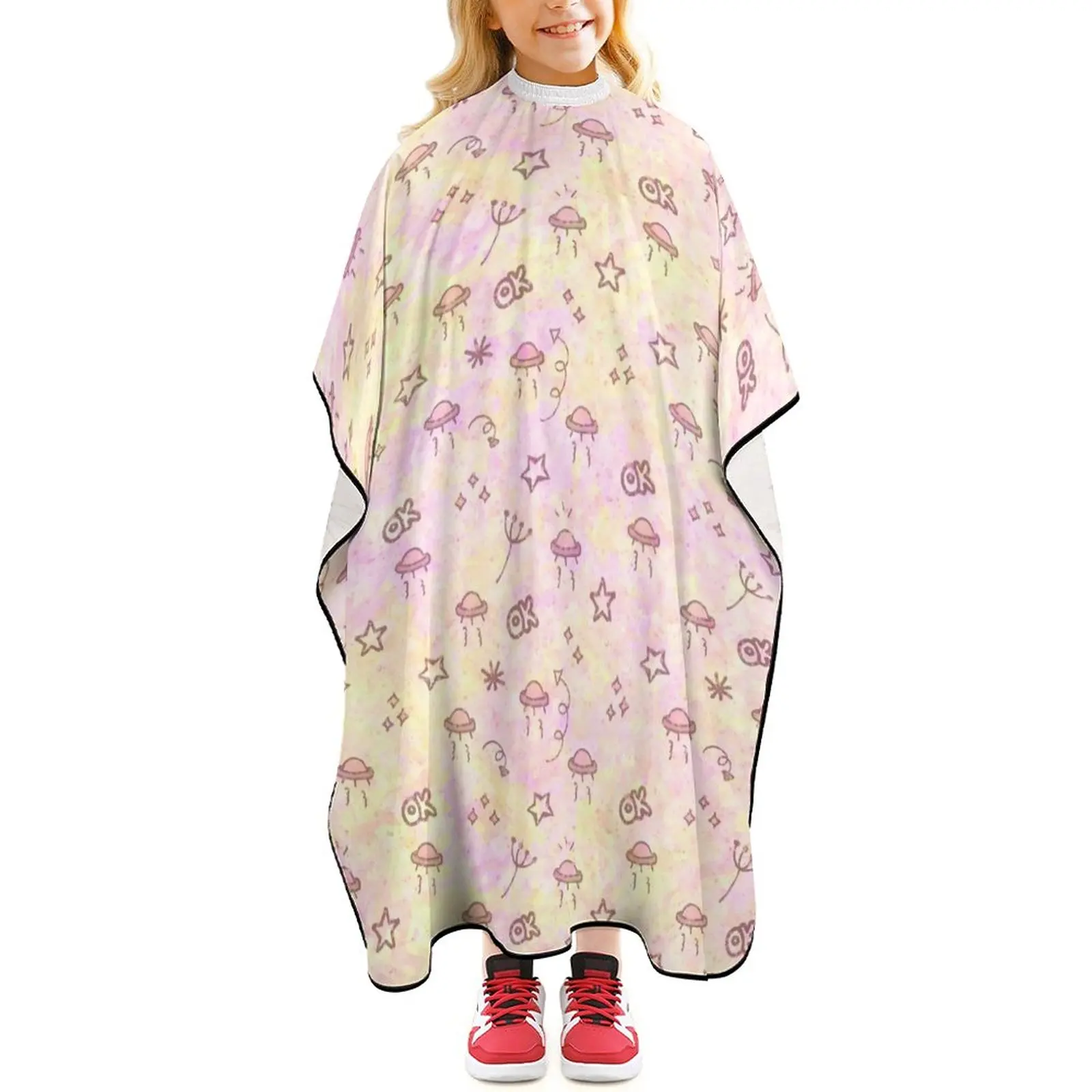 

Haircut Salon Hairdressing Cape for Kids Child Polyester Smock Cover Waterproof Shampoo Cutting Household Capes Colorful ground
