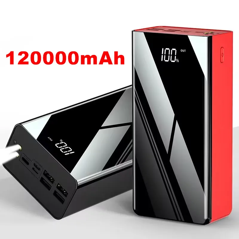 

120000Mah Power Bank Volledige Spiegel Screen Draagbare Snelle Oplader Powerbank Externe Batterij Poverbank Voor Mi Iphon