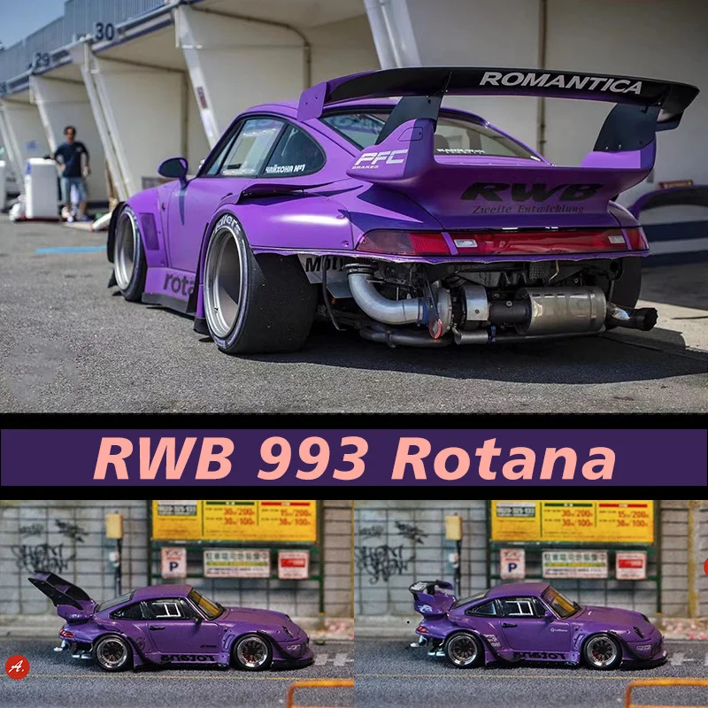 

Модифицированная модель автомобиля SW 1:64 Purple RWB 993 roтана из сплава, коллекционная Миниатюрная игрушка для машинок, уличное оружие