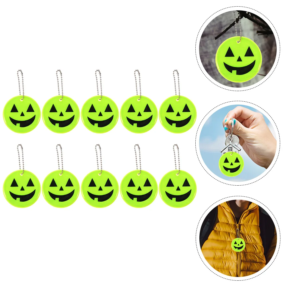 

10 Pcs Pumpkin Monster Pendant Hanging Pendants Reflect Light Keychain Glitter Wallet Halloween Shaped Reflector