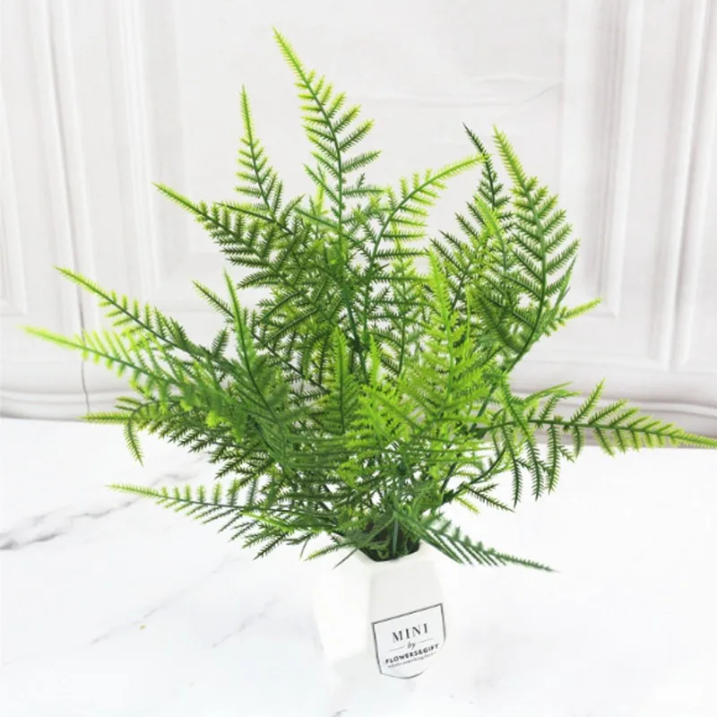 

7 Fork Artificial Plants Eucalyptus Grass Plastic Ferns Green Leaves Fake Flower Plant Wedding Home Decoration Table Decors
