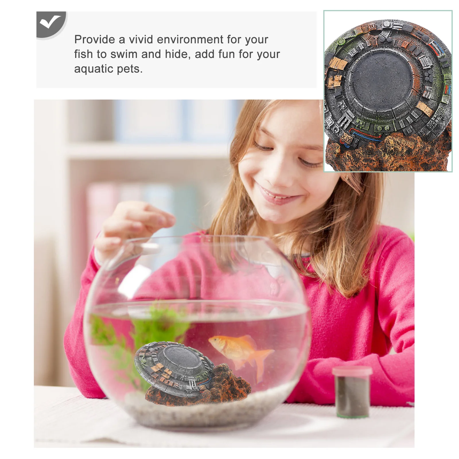 

Tank Decor Decorations Ufo Accessories Aquarium Ornament Betta Alien Wreck Resin Artificial Turtle Shrimp Shelter