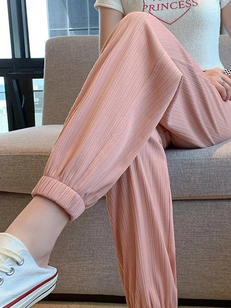 Женские летние спортивные штаны до щиколотки повседневные свободные уличная