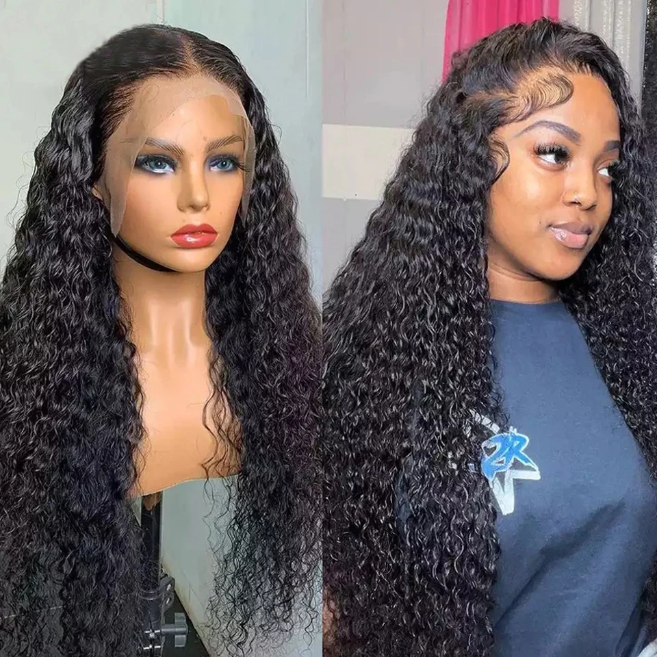 HD Lace Wig 13x6 Human Hair Wigs 13X4 Transparent  Deep Wave Lace Frontal Wig Human Hair Pre plucked Curly 4x4 Lace Closure Wig