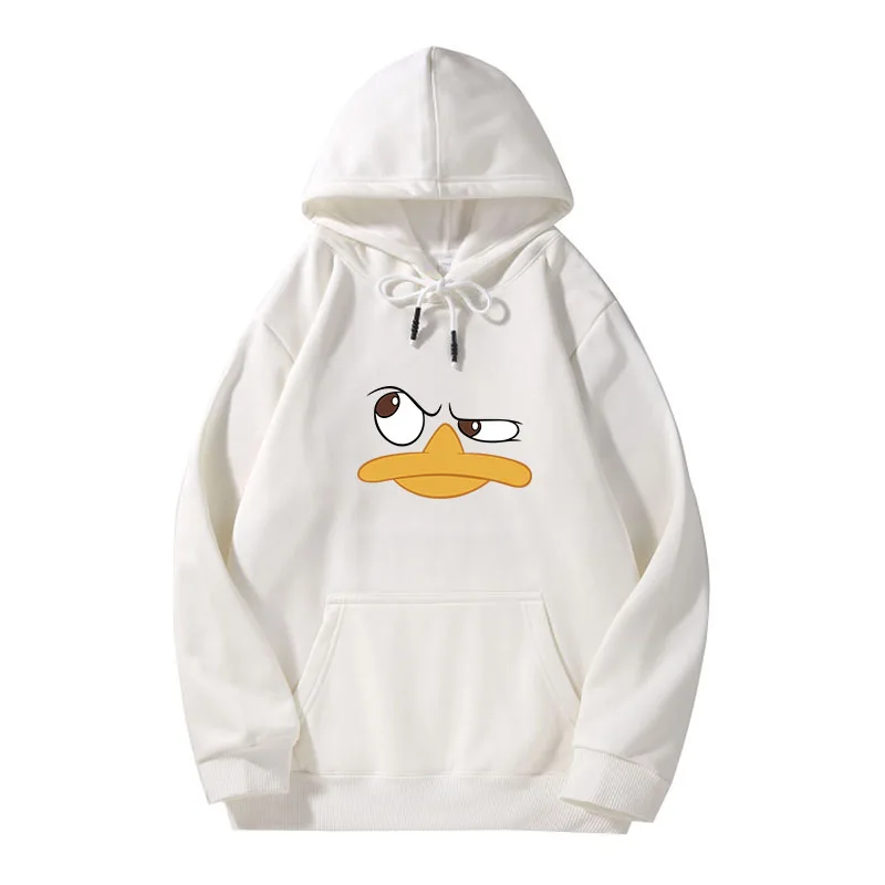 

Autumn and winter fashion hoodie cartoon duck expression cartoon eye pattern hand-painted duck bill pattern animal pattern popul