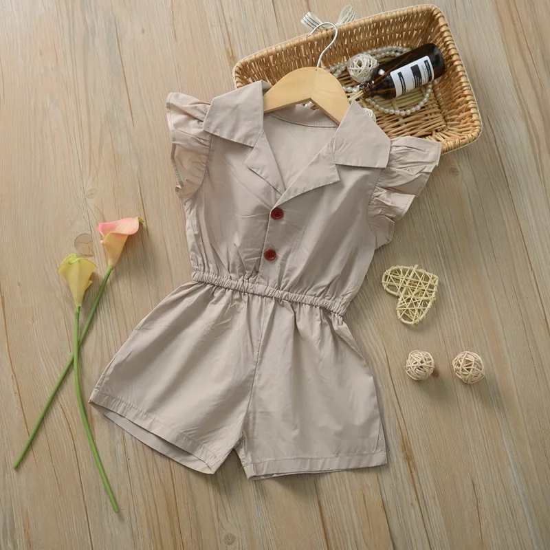 

Infant Kids Baby Girls RompersToddler Newborn Baby Children's Short Sleeve Jumpsuit Collar Solid Color Baby Girl Rompers