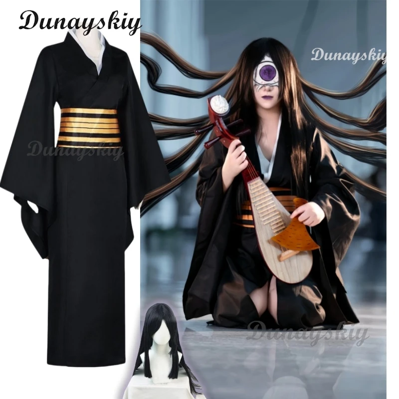 Женский и мужской костюм-косплей Nakime черный костюм с париком в виде демонической