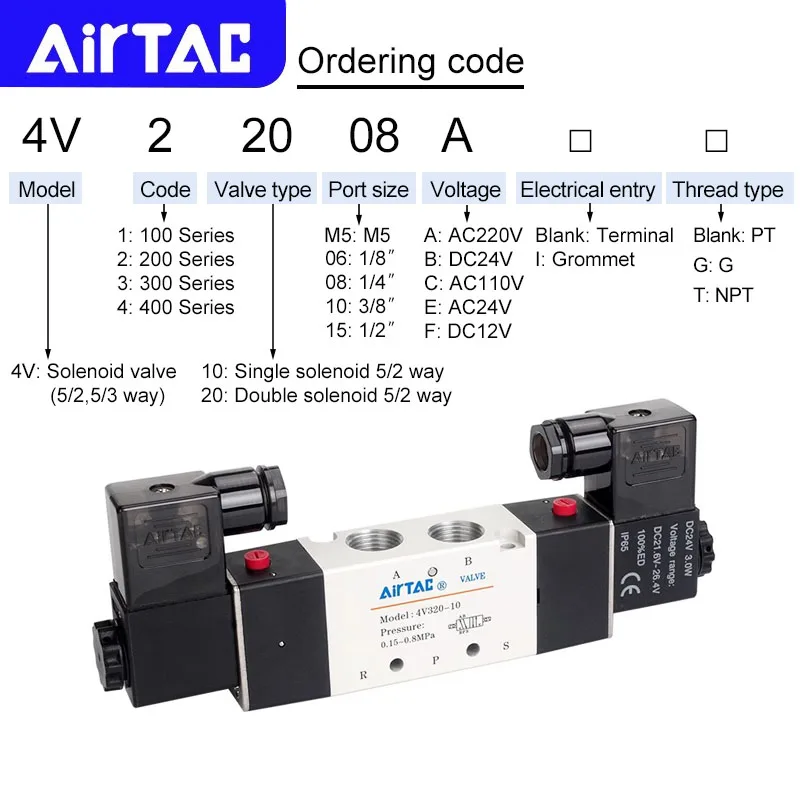 AIRTAC оригинальный пневматический 5/2-ходовой двойной электромагнитный клапан 4V120-06