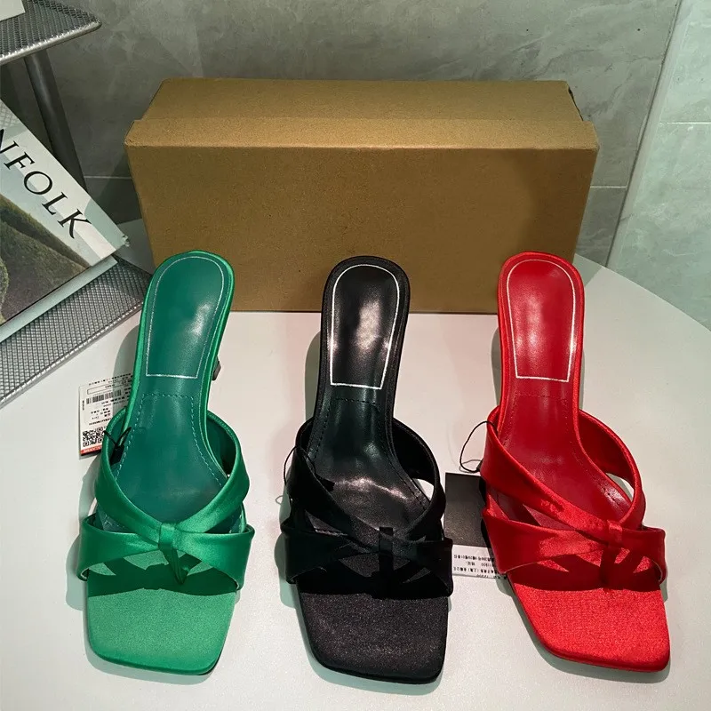 

Сандалии женские универсальные на высоком каблуке, босоножки с квадратным открытым носком, перекрестные ремешки, летняя обувь, 2023