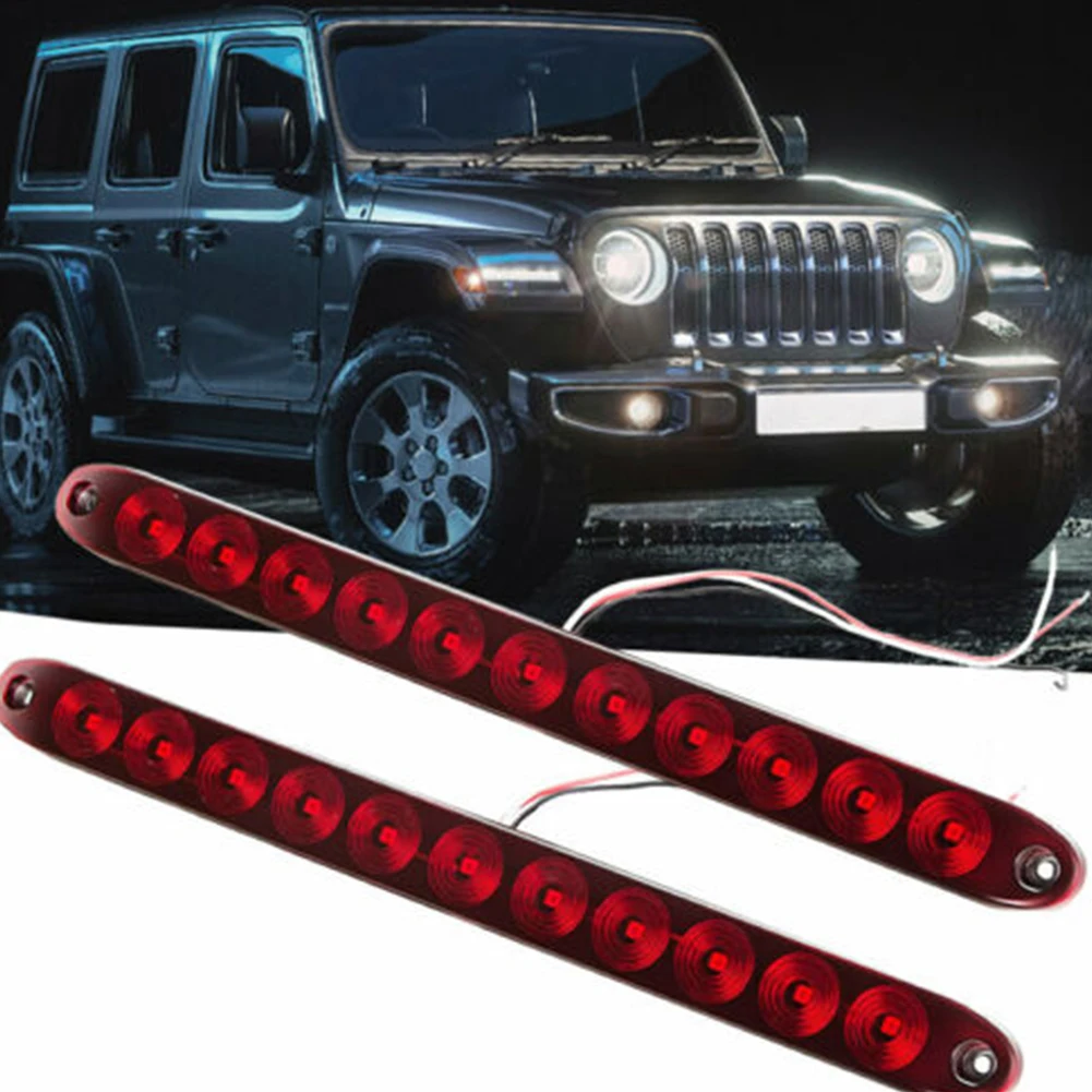 

2X 15 Inch Red 11 LED Truck Trailer Light Bar Brake Rear Steering Light Bar DRL Car Accessories High-quality Brake Lights
