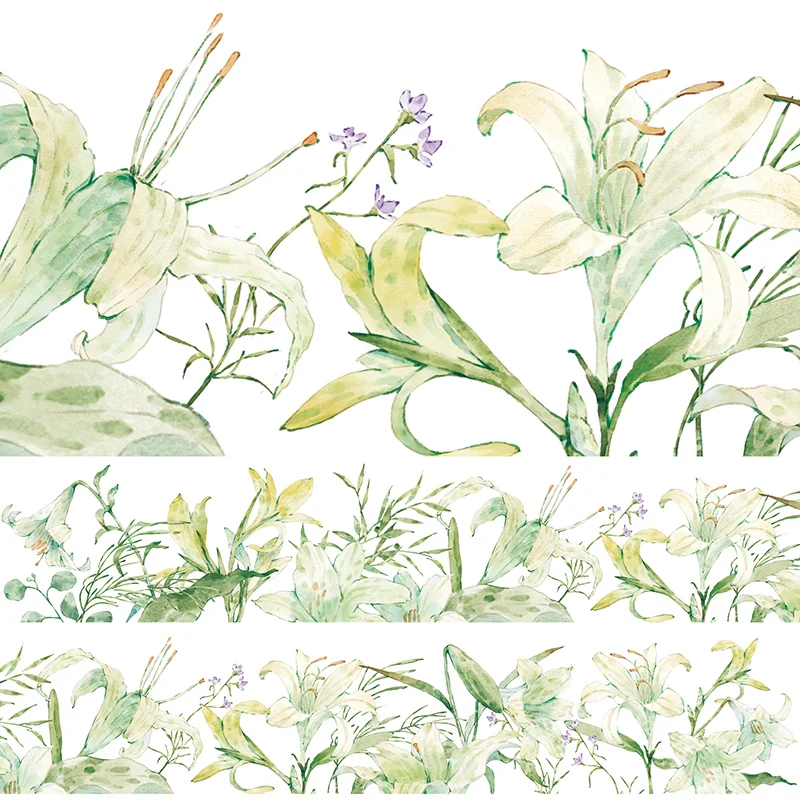 

5 см х 3 метра, размер рулона, Белая лилия, Цветочная лента для домашних животных, декоративное украшение для дневника