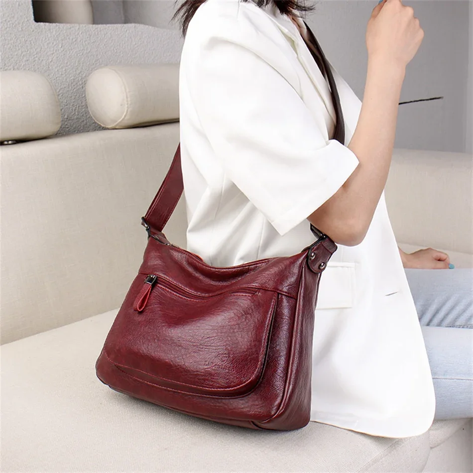 

High Quality Leather Tote for Ladies Luxury Casual Women Designer Shoulder Crossbody Sac Female Worker Bolsas Handbags and Purse