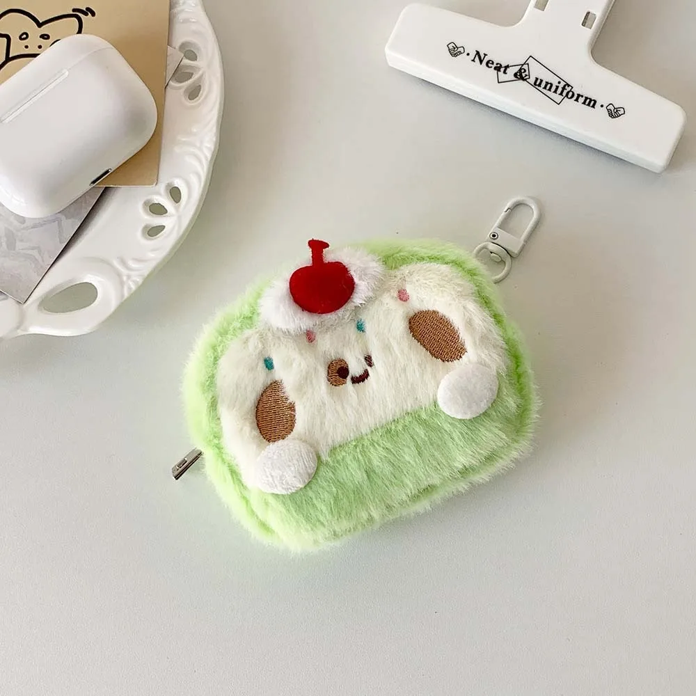 Плюшевая сумка для наушников Cherry Dog Cake мягкая денег кошелек монет на молнии чехол