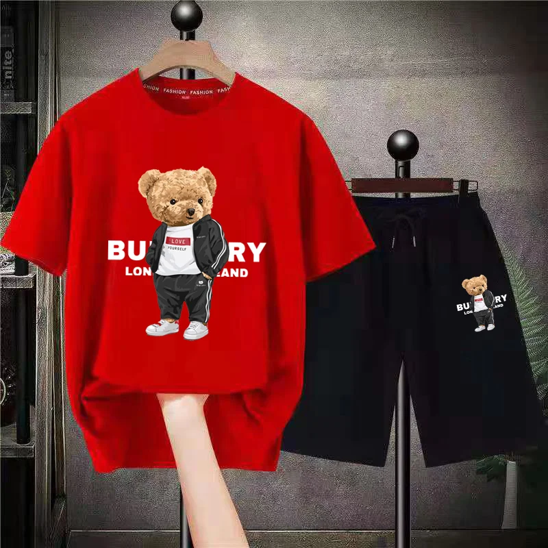 Summer Men Set Oversized Men Clothing Brand Printing TShirts Shorts Sets 2 Piece Outfits Sets For Men Streetwear Tracksuit