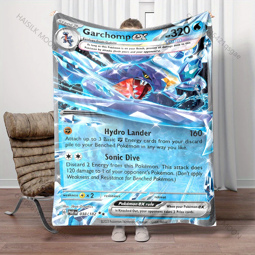 Одеяло с картами покемонов Garchomp теплое мягкое пушистое роскошное одеяло