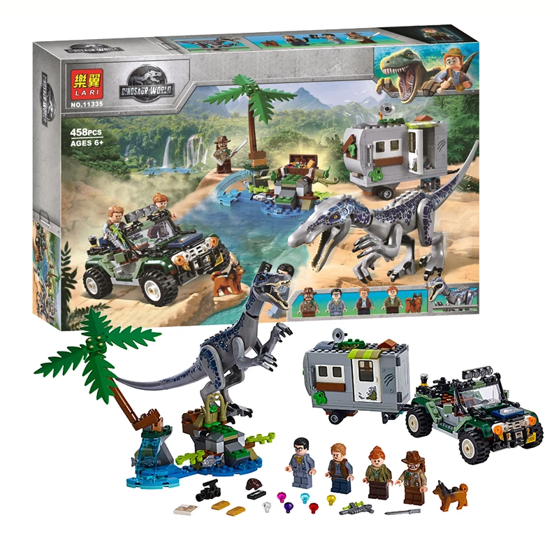 

2022 Jurassic World The Treasure Hunt Baryonyx Offroader Model Building Blocks Dinosaur Boys Kid Compatible With Doll 75939 Toys