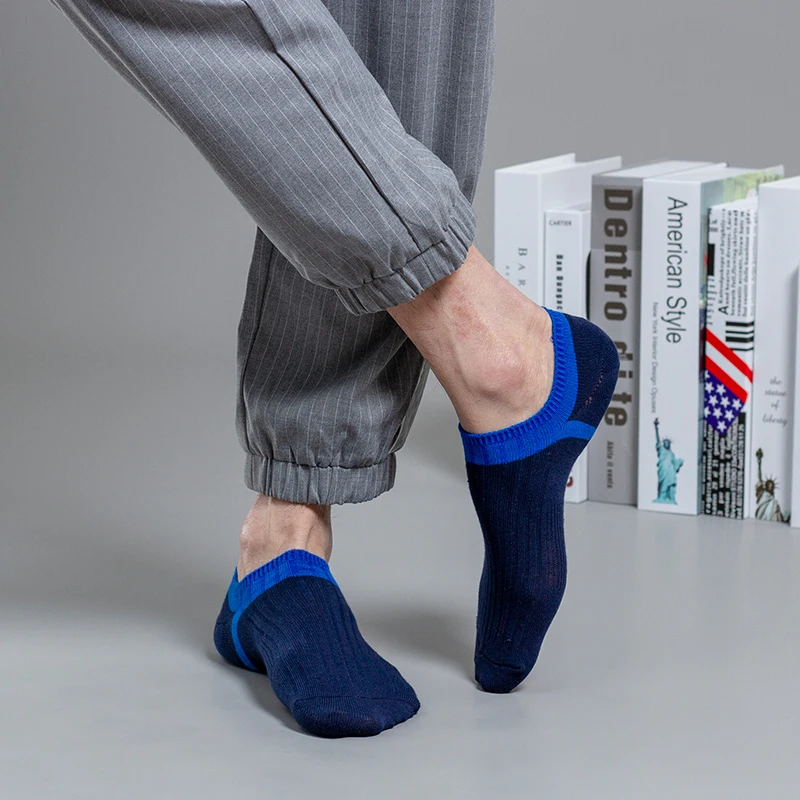 5 pairs of fashionable men's ship socks spring and summer non slip silicone invisible cotton socks men's casual ankle socks