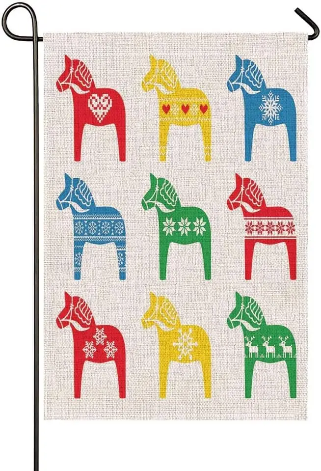 Скандинавский рисунок флаг для осени и сада шведская гнезда лошадь далькарлина с