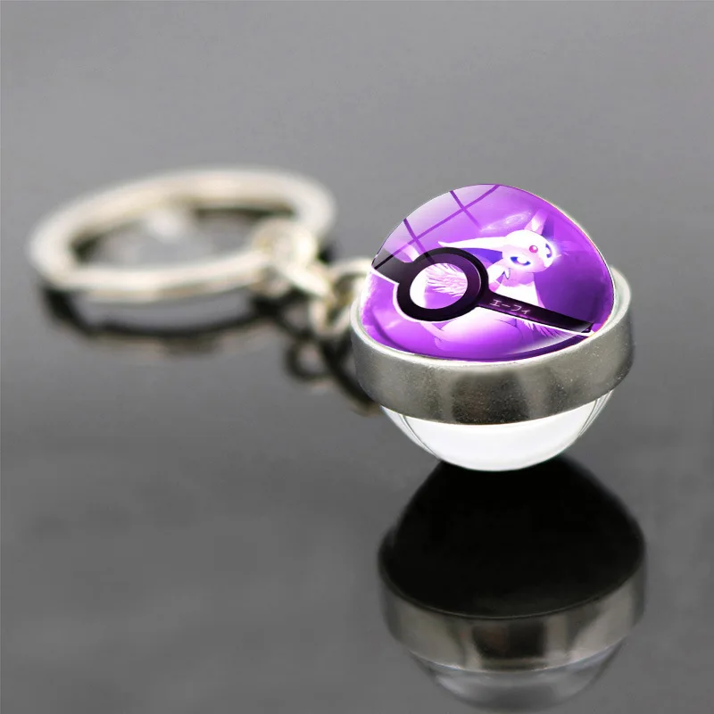 

Pokemon Pikachu Double-sided Glass Pokeball Keychain Fashion Pendant Anime Characters Cartoon Patterns Children's Toys Gifts