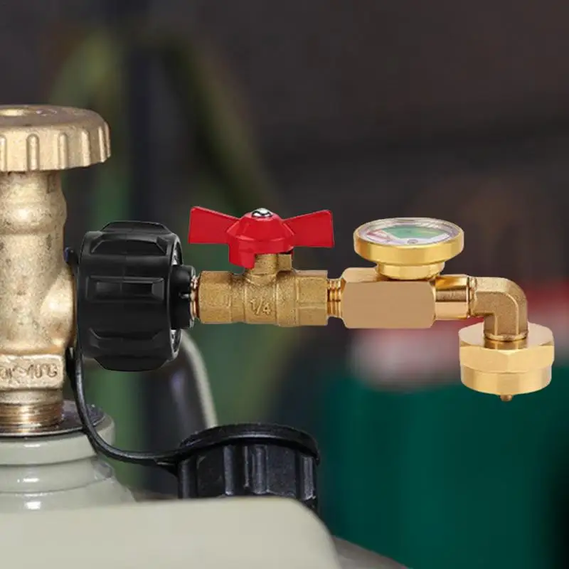 Адаптер для заправки бутылки с пропаном 1 фунт бака Клапан манометром и клапаном