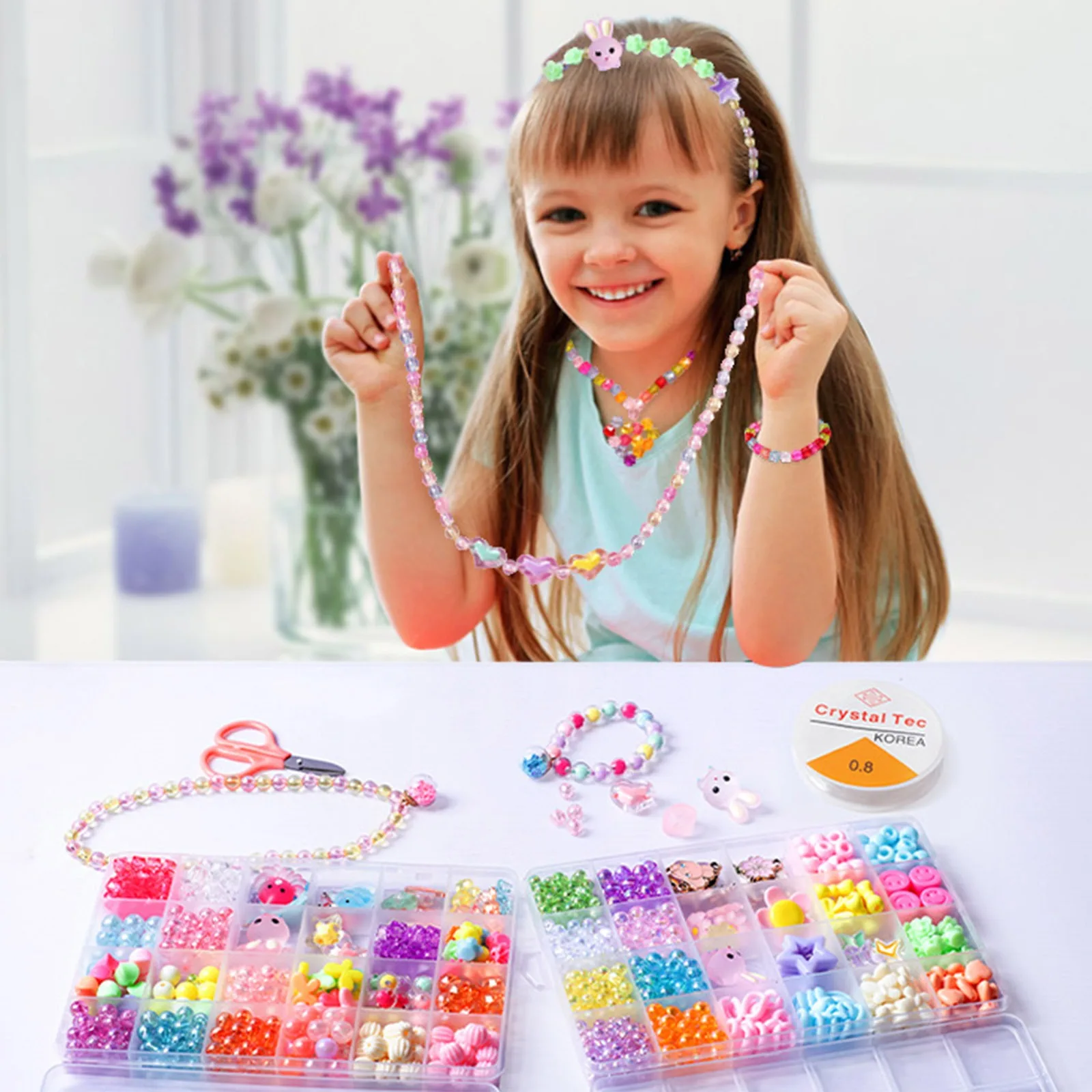 

2023 Girl Pearl Beads for Bracelets Rings Necklaces Creativity Kits Art Craft Beading Set DIY Jewelry Making Beads Set Material