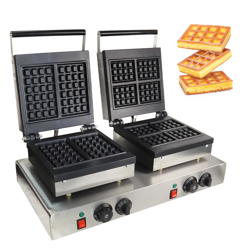 

Commercial Electric Cake Stall Double Square Lattice Square Waffle Bakers Machine