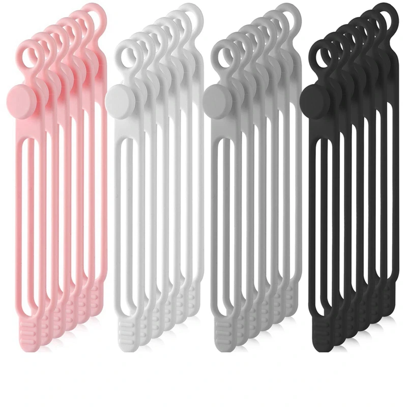 

40Pcs Silicone Cable Ties Reusable Holder Strap Cord Ties Adjustable Cable Straps Multipurpose Cable Organize (4 Colors)