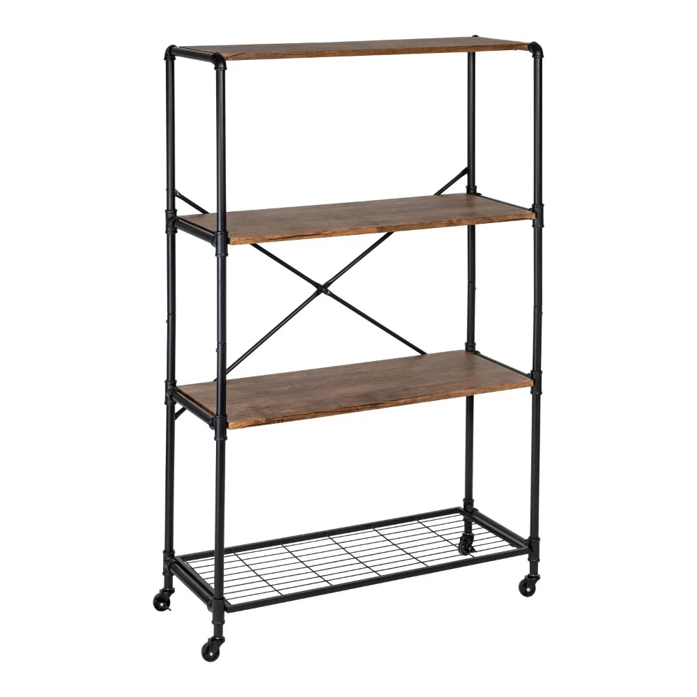 

40"W x 16"D 63"H 4-Shelf Freestanding Shelves, Black Storage Organize