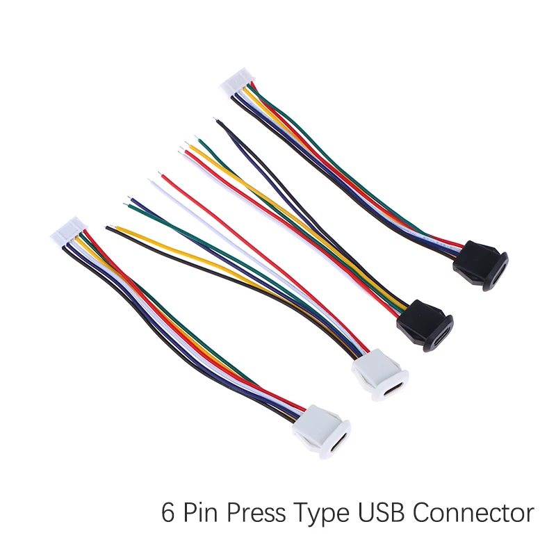 

6 Pin Press Type USB Connector Type-C Waterproof With PH 2.0 Female Socket High Current Fast Charging Jack Port With Data Pin