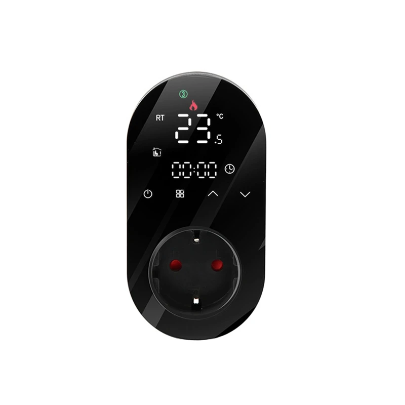 

Wifi Digital Thermostat Outlet Plug 16A Tuya App Voice Control Socket Temperature Controller Thermostat Plug (Black) US Plug
