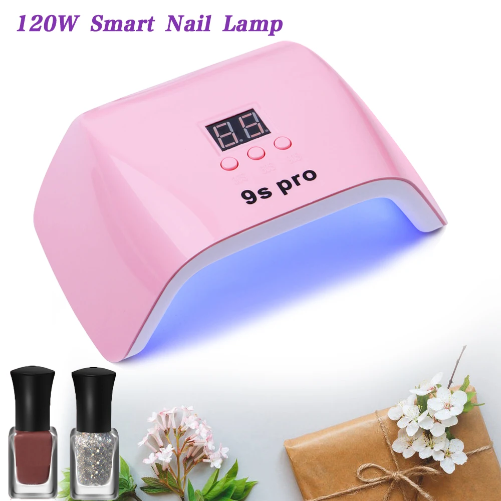 120W Power Smart Nail Quick Baking Glue Beads All-round Dual Light Source UV Led Lamp Professional Display Temperature Control
