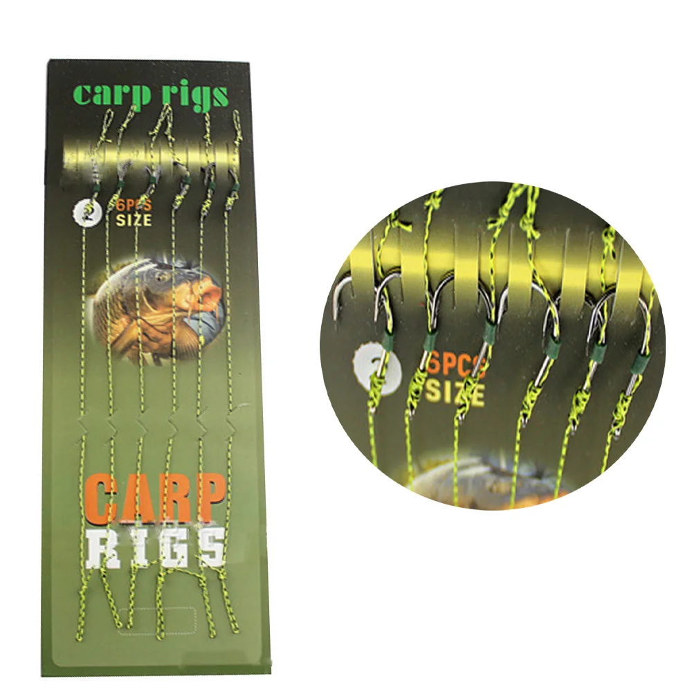 

6pcs Carp Fishing Line Ready Tied Carp With 2/4/6/8# Carp Fishing Hooks Europe Carp Hook Accessories
