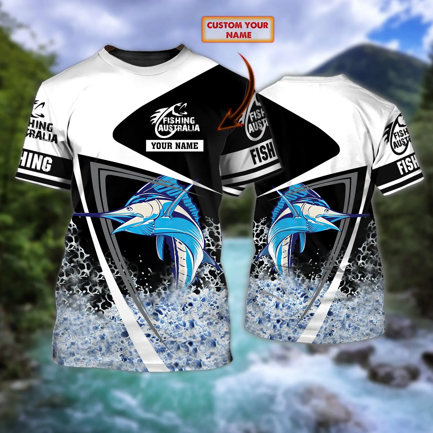 Футболка мужская с 3D-принтом щуки/марлина повседневная тенниска коротким